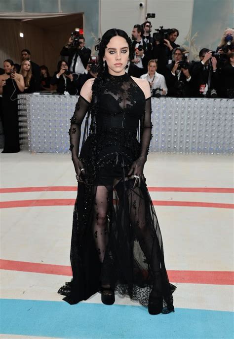 Billie Eilish Wore Sheer Black Lingerie Gown at the .